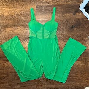 Green Mesh Long Pant Jump Suit Size M